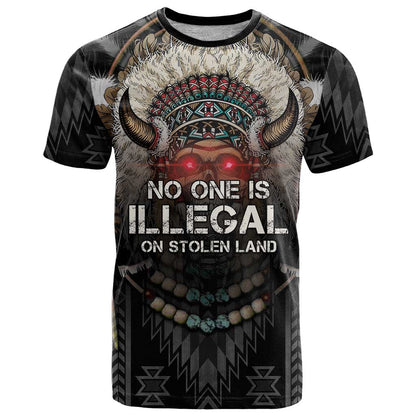 Native American T-Shirt No One Is Illegal On Stolen Land Graphic Tee