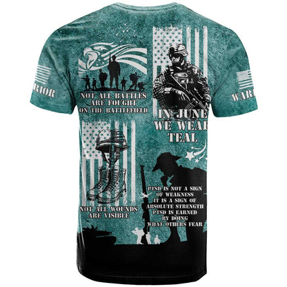 Veteran PTSD T-Shirt Not A Sign Of Weakness It Is Earned By Doing What Others Fear Graphic Tee