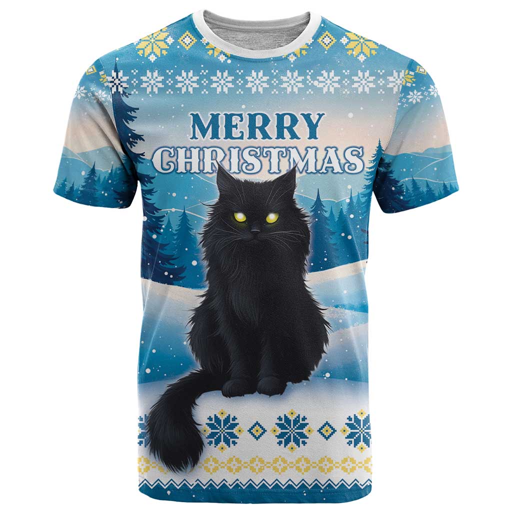 Merry Christmas Yule Cat T-Shirt Icelandic Folklore Jolakotturinn Graphic Tee