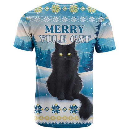 Merry Christmas Yule Cat T-Shirt Icelandic Folklore Jolakotturinn Graphic Tee