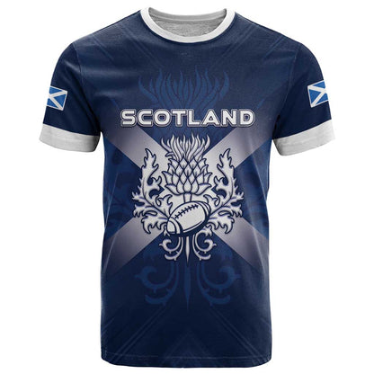 Custom Scotland Rugby 2026 T-Shirt Scottish Thistle Flag Style Graphic Tee