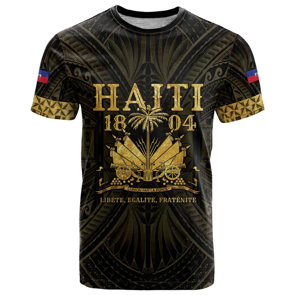 Haiti 1804 T-Shirt Polynesian Gold Neg Maron Graphic Tee