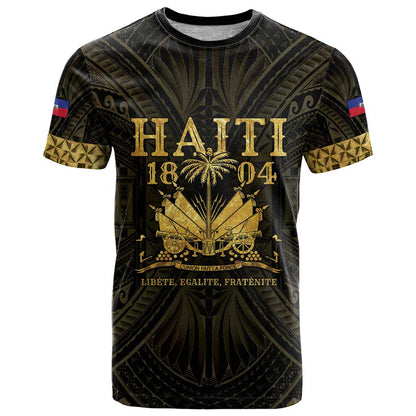 Haiti 1804 T-Shirt Polynesian Gold Neg Maron Graphic Tee