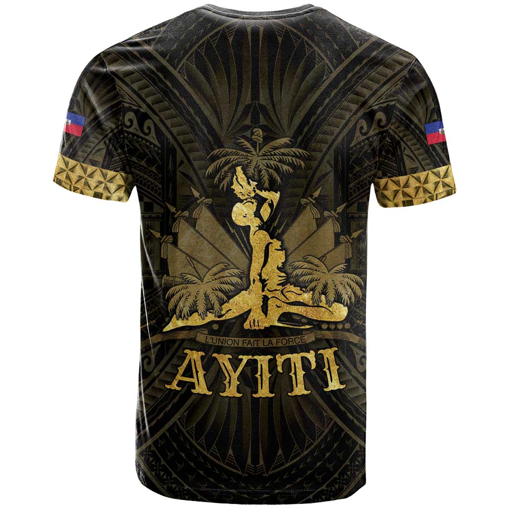 Haiti 1804 T-Shirt Polynesian Gold Neg Maron Graphic Tee