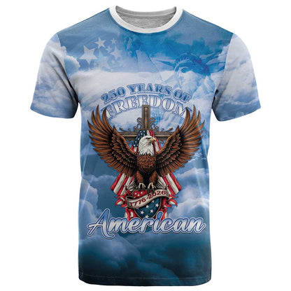 250 Years Of Freedom T-Shirt American Patriotic 1776 To 2026 Majestic Bald Eagle Graphic Tee