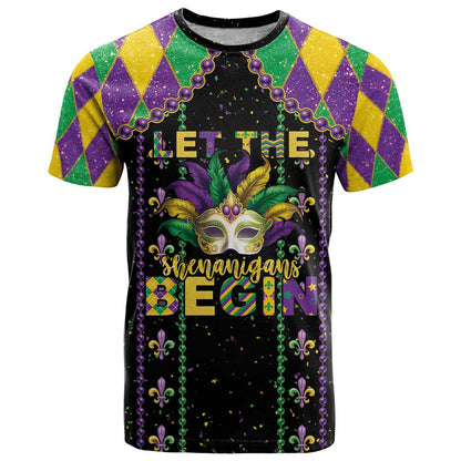 Funny Mardi Gras T-Shirt Let The Shenanigans Begin Graphic Tee