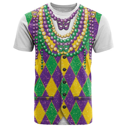 Mardi Gras T-Shirt Cosplay Costume Glitter Style Graphic Tee