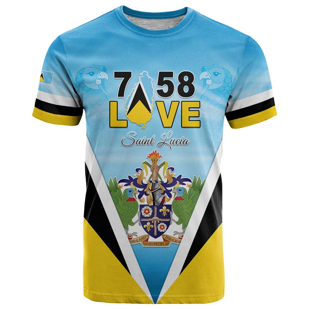 Personalised Saint Lucia 758 T-Shirt With Coat Of Arms Graphic Tee