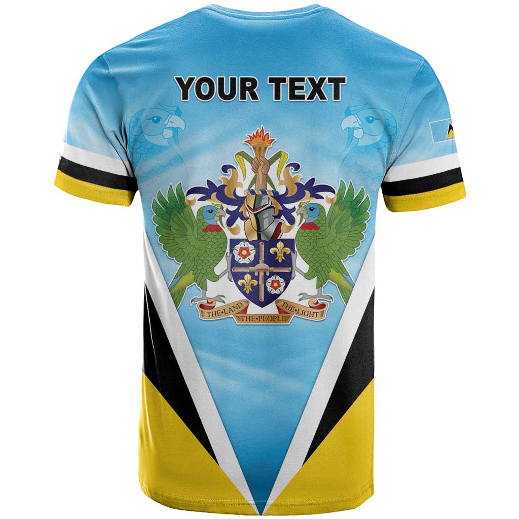 Personalised Saint Lucia 758 T-Shirt With Coat Of Arms Graphic Tee