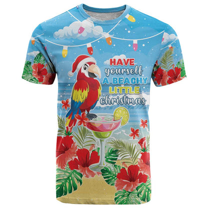 Hawaii Christmas T-Shirt Funny Macaw Parrot Tropical Vibe Graphic Tee
