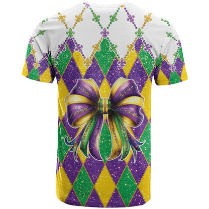 Love Mardi Gras T-Shirt Coquette Bow Glitter Style Graphic Tee