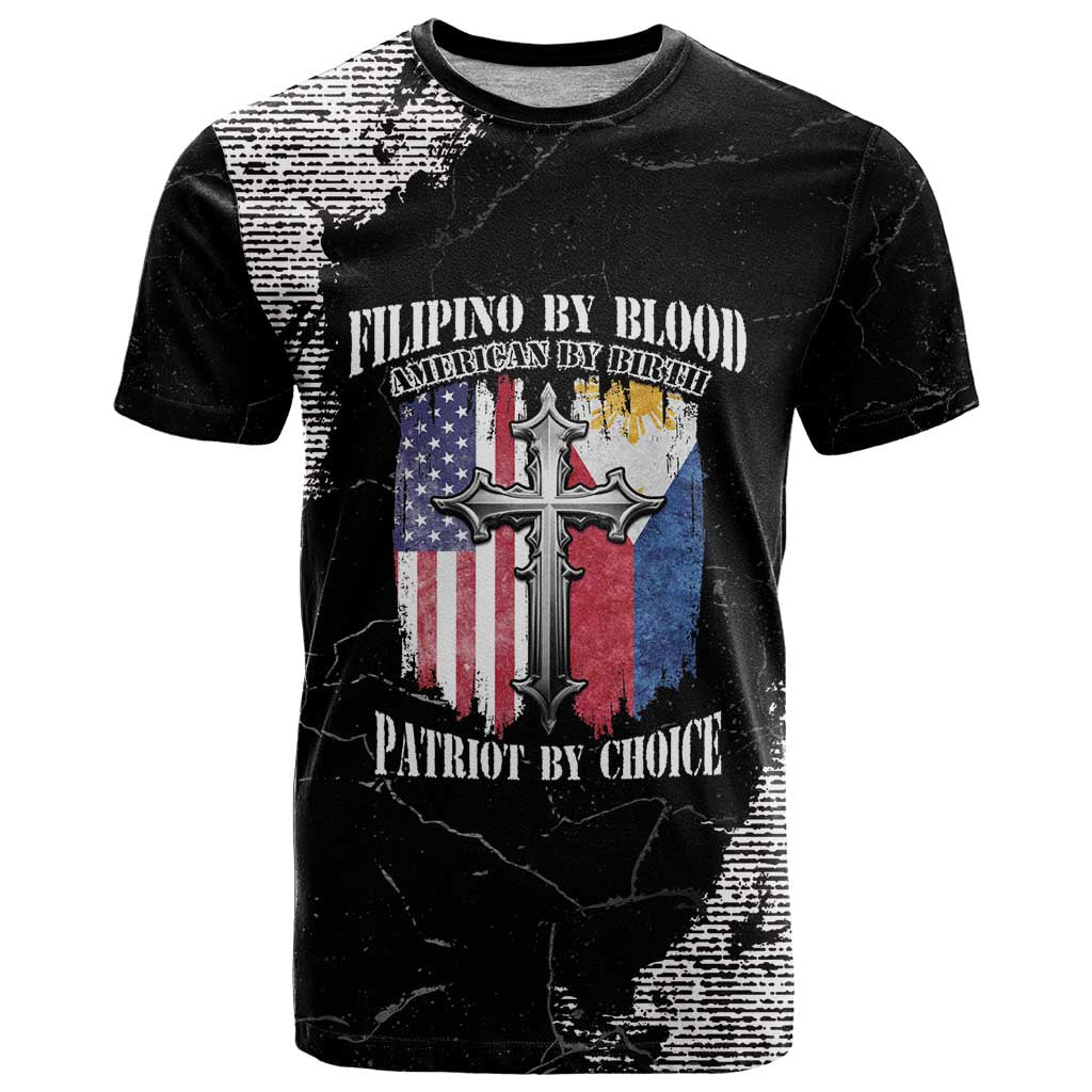 Personalized Philippines And USA T-Shirt Grunge Style Graphic Tee