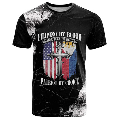 Personalized Philippines And USA T-Shirt Grunge Style Graphic Tee