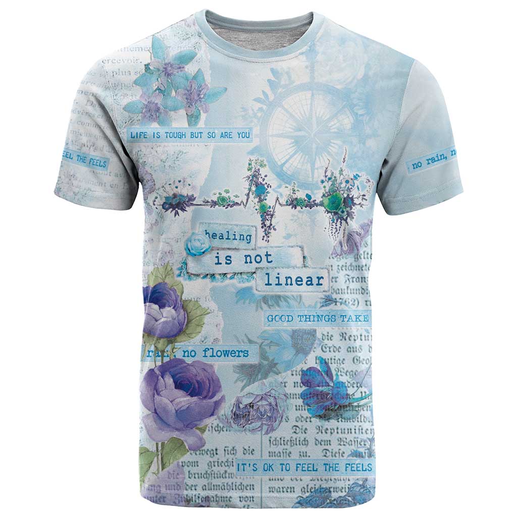 Mental Health T-Shirt Healing Is Not Linear Graphic Tee