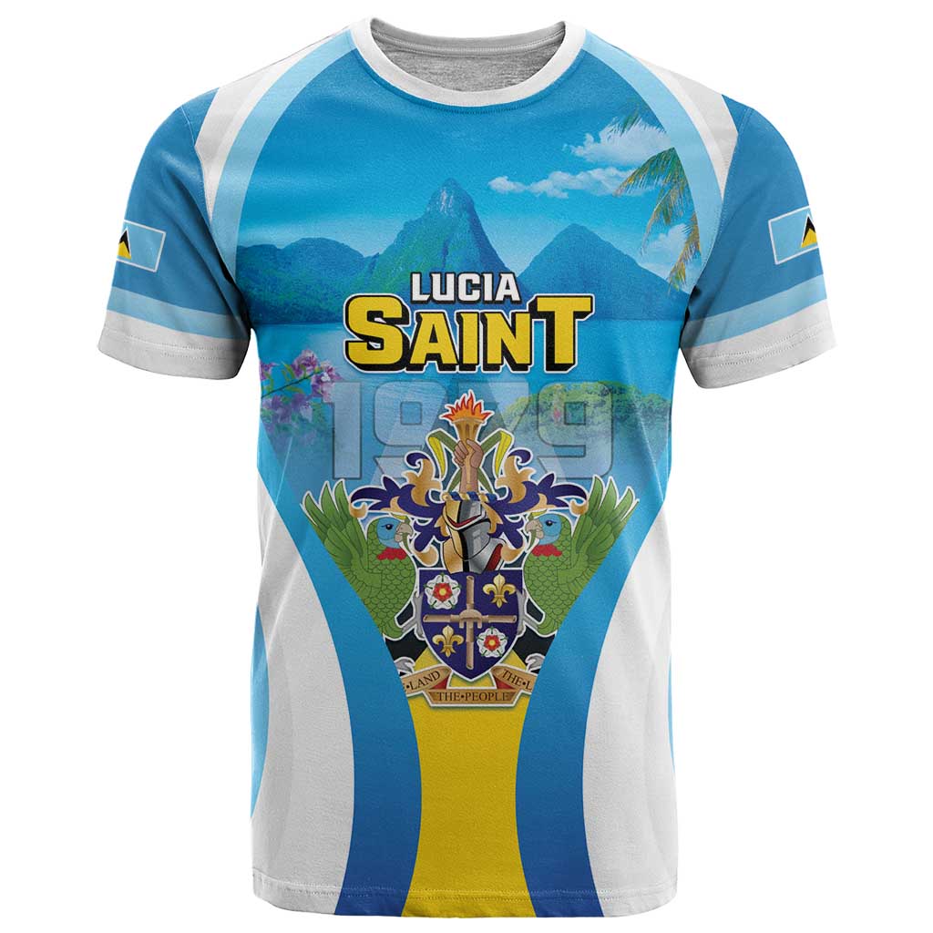 Personalized Saint Lucia 1979 T-Shirt Happy Independence Day Graphic Tee