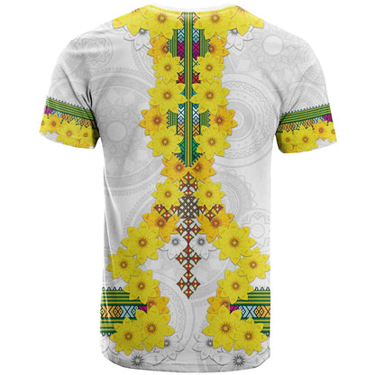 Enkutatash Ethiopia New Year T-Shirt Tilet Pattern With Adey Abeba Flowers Graphic Tee