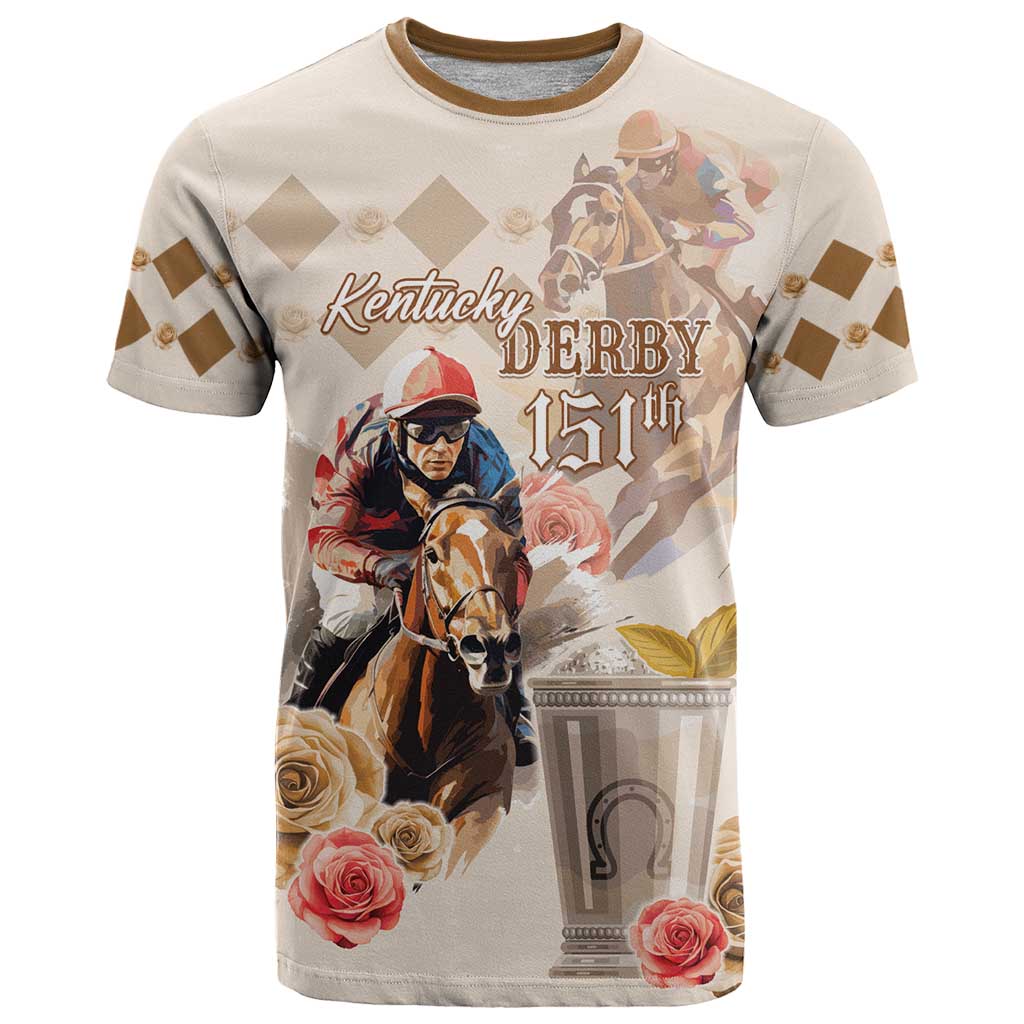 Personalized Kentucky 151st Anniversary Horse Racing T-Shirt Mint Julep Beige Version Graphic Tee