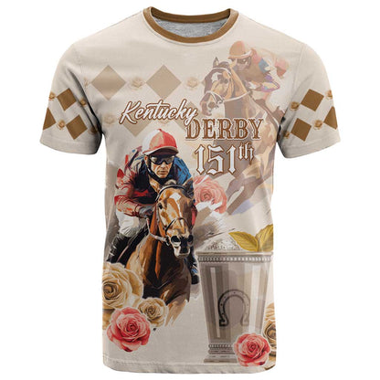 Personalized Kentucky 151st Anniversary Horse Racing T-Shirt Mint Julep Beige Version Graphic Tee
