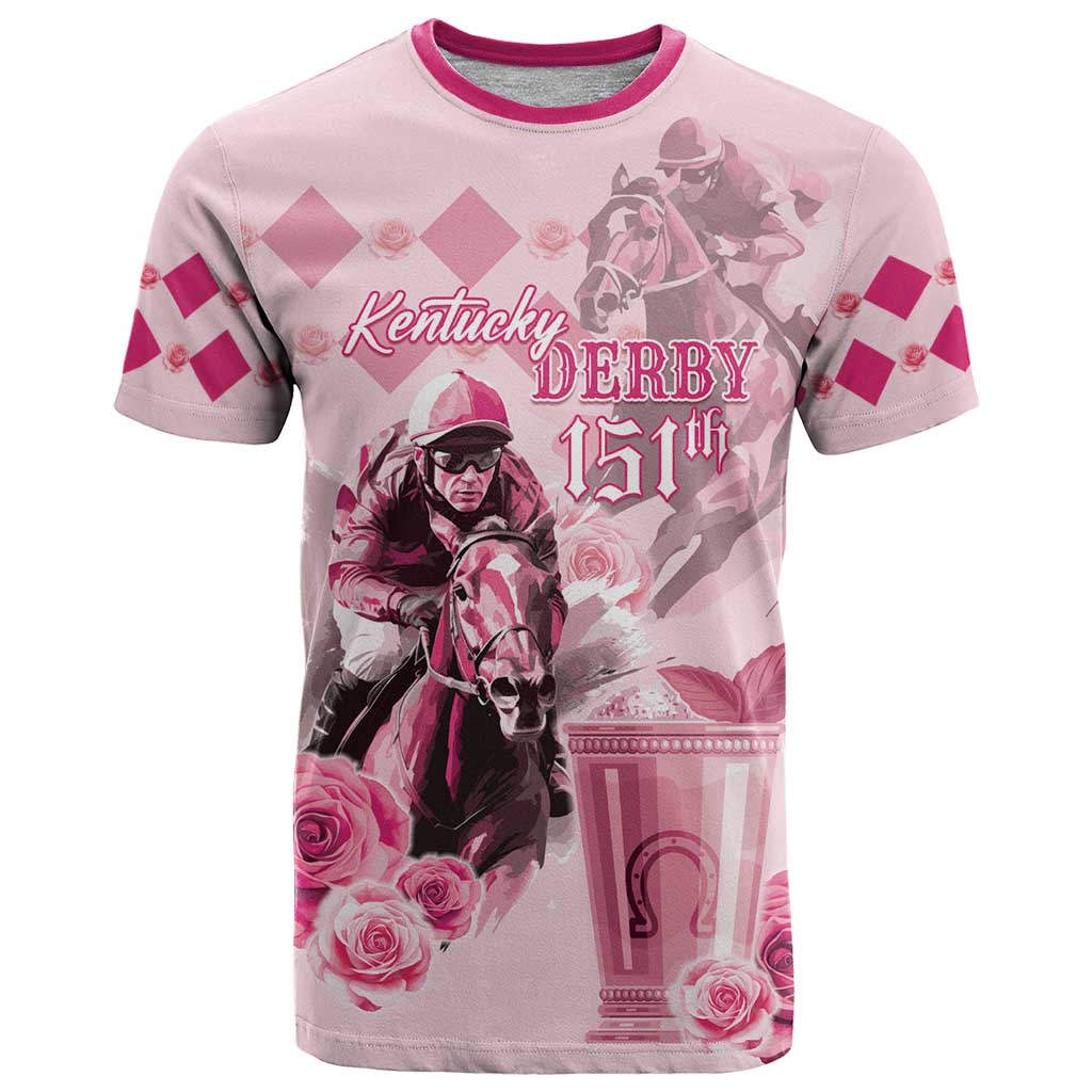 Personalized Kentucky Horse Racing T-Shirt 151st Anniversary Mint Julep Pink Version Graphic Tee