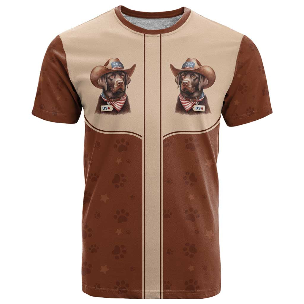 Cowdog T-Shirt Cowboy Patriotic Labrador Western Yoke Graphic Tee