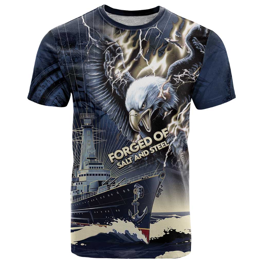 Navy Veteran 250th Anniversary T-Shirt Forged Of Salt And Steel Graphic Tee