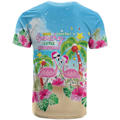 Hawaii Christmas T-Shirt Deck The Palms Holiday Flamingos Graphic Tee