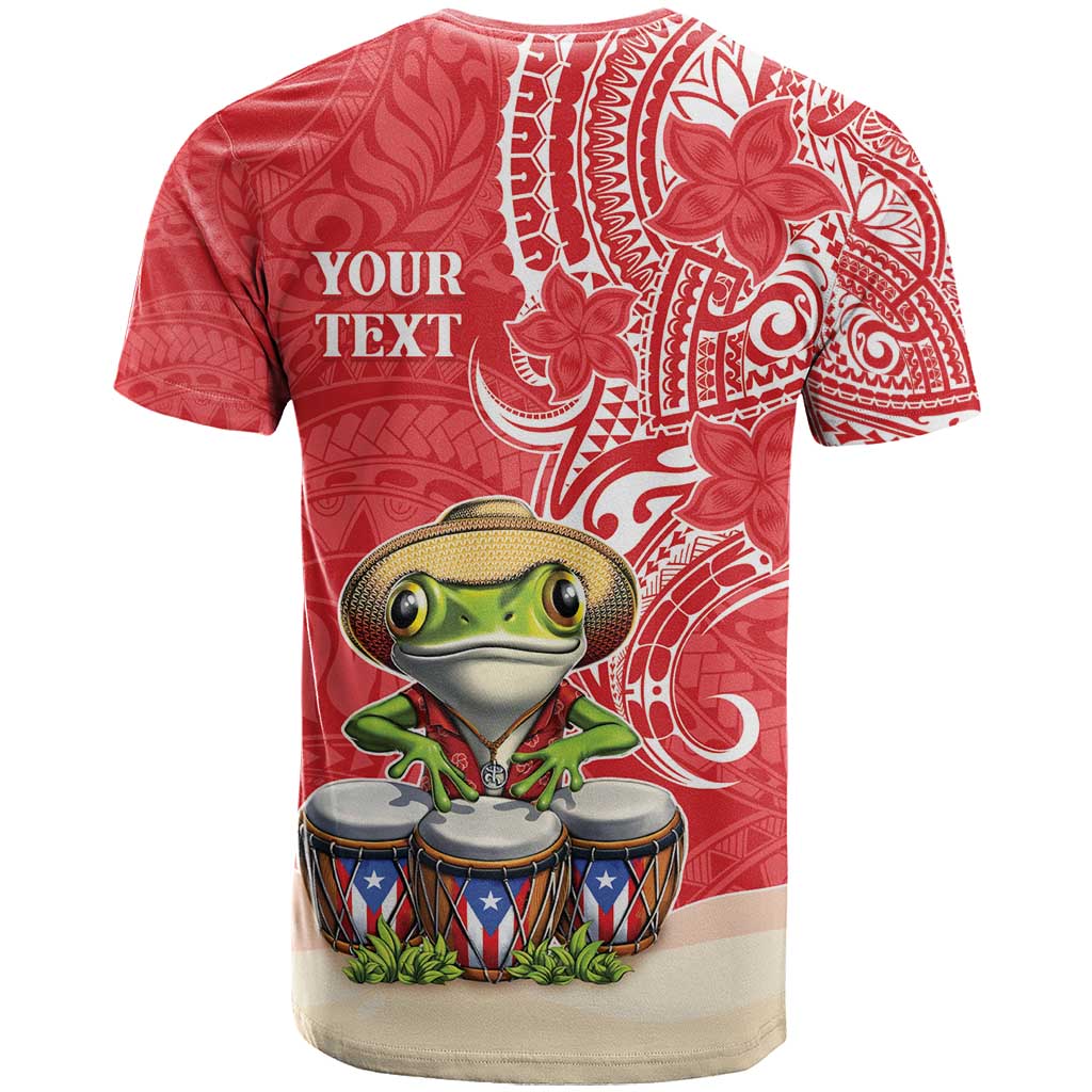 Personalized Puerto Rico T-Shirt Coqui Frog With Polynesian Pattern Graphic Tee