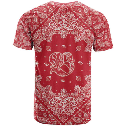 Red Paisley T-Shirt Skull Gangster Graphic Tee