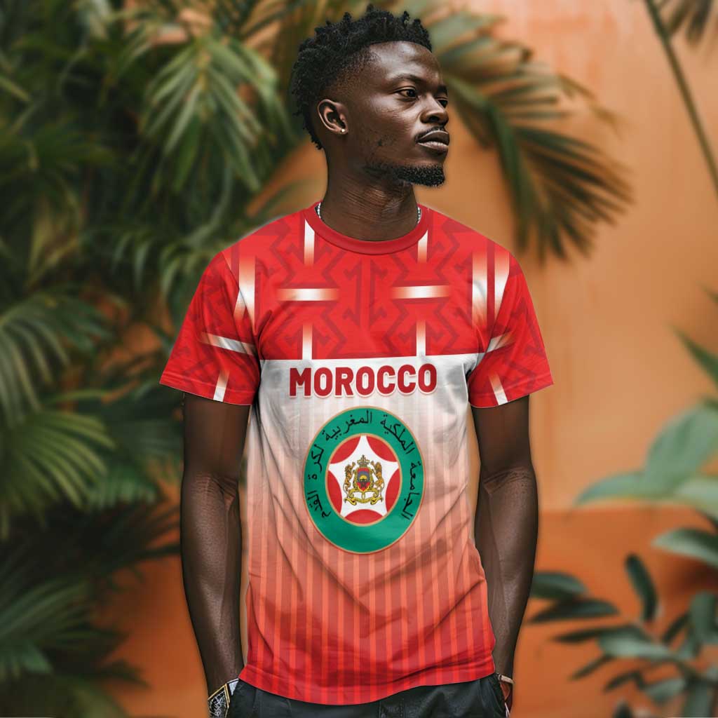 Custom Morocco Football T-Shirt 1994 Retro Red Version Graphic Tee