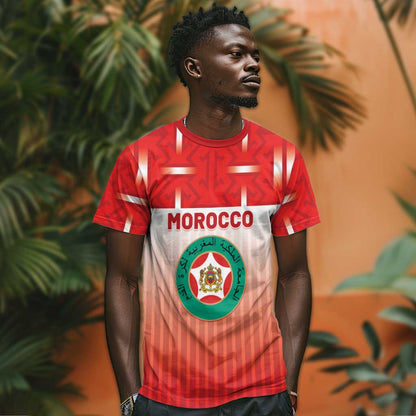 Custom Morocco Football T-Shirt 1994 Retro Red Version Graphic Tee