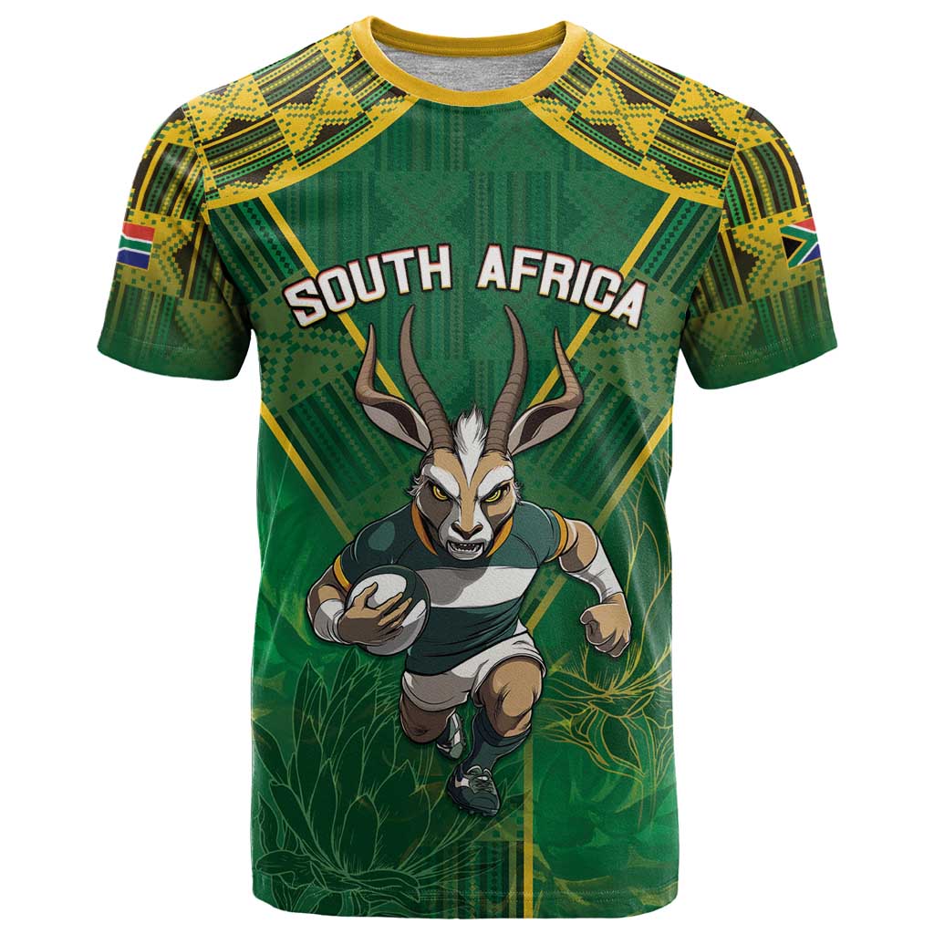 Custom South Africa Rugby 2024 T-Shirt Go Bokke African Pattern Graphic Tee
