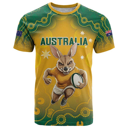Custom Australia Rugby 2024 T-Shirt Go Wallabies Aboriginal Pattern Graphic Tee