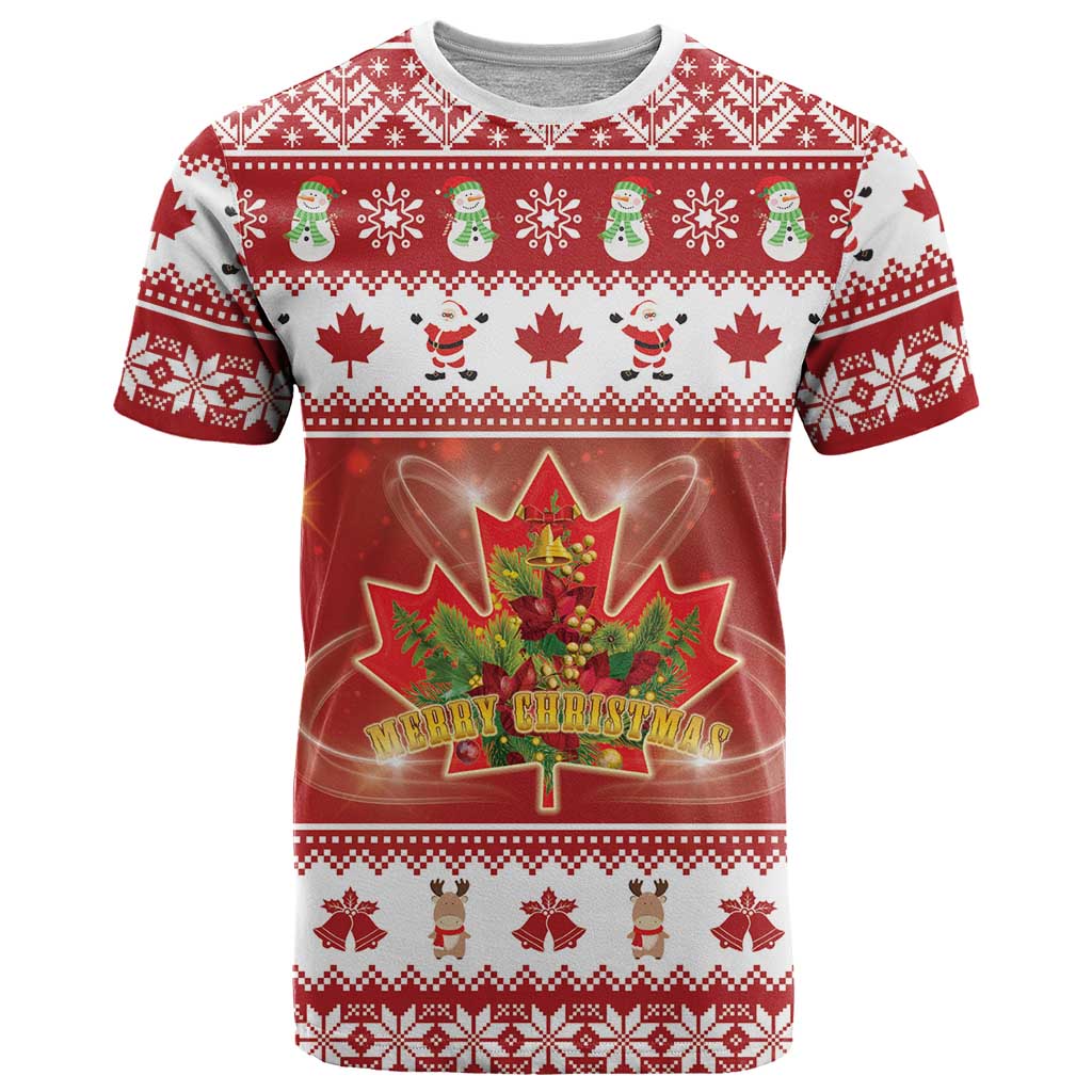 Merry Christmas Canada T-Shirt Festive Maple Leaf Xmas Graphic Tee