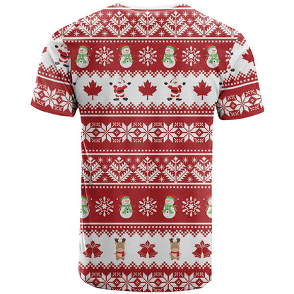 Merry Christmas Canada T-Shirt Festive Maple Leaf Xmas Graphic Tee