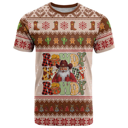 Howdy Christmas T-Shirt Cowboy Santa Western Xmas Graphic Tee