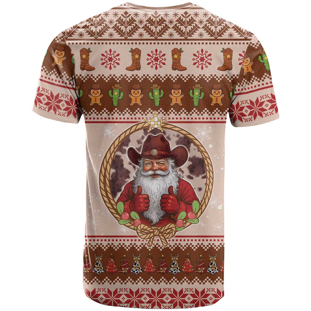 Howdy Christmas T-Shirt Cowboy Santa Western Xmas Graphic Tee