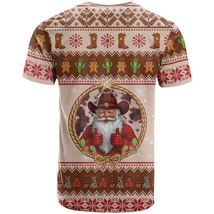 Howdy Christmas T-Shirt Cowboy Santa Western Xmas Graphic Tee