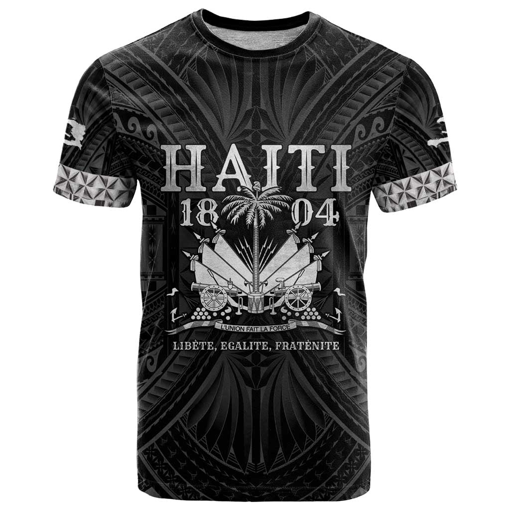 Haiti 1804 T-Shirt Polynesian Silver Neg Maron Graphic Tee