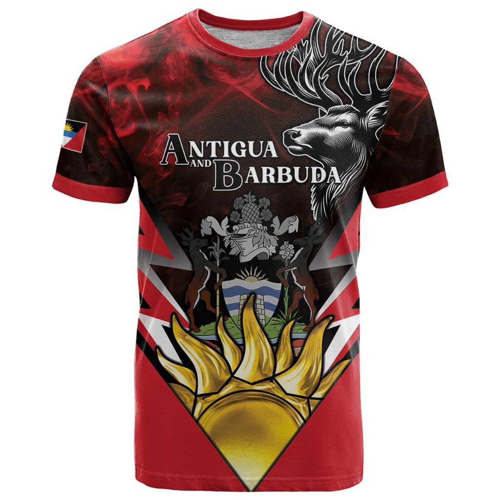 Personalized Antigua and Barbuda T-Shirt Coat Of Arms With Fallow Deer Graphic Tee