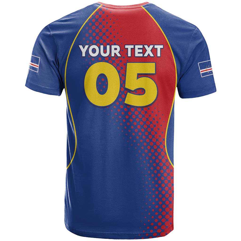 Custom Cape Verde Football T-Shirt Blue Sharks Make History Graphic Tee