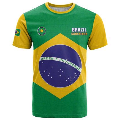 Custom Brazil Football T-Shirt Flag Style Graphic Tee