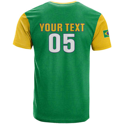 Custom Brazil Football T-Shirt Flag Style Graphic Tee