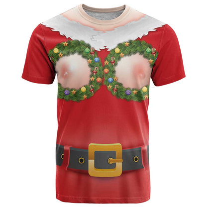 Funny Christmas Costume T-Shirt Busty Big Boobs Graphic Tee
