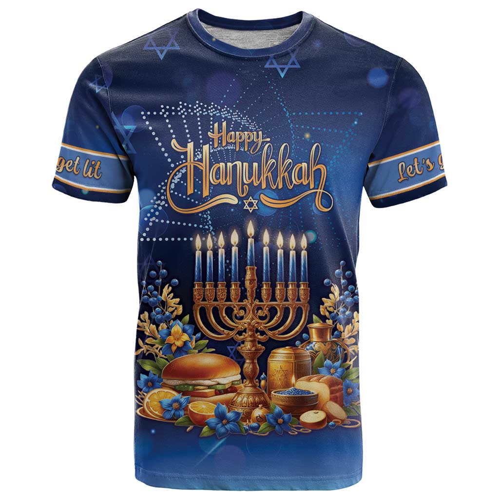 Jewish Hanukkah Festival T-Shirt Let's Get Lit Graphic Tee