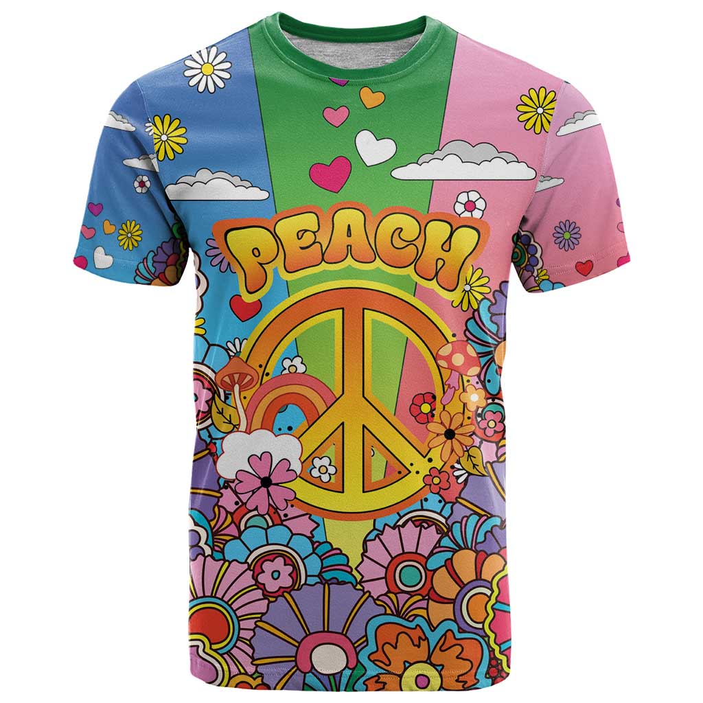 Hippie Peace Love T-Shirt Colorful Style Graphic Tee