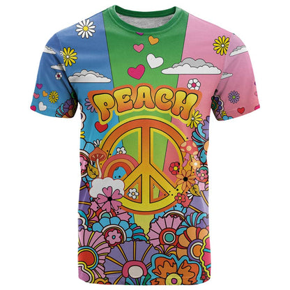 Hippie Peace Love T-Shirt Colorful Style Graphic Tee