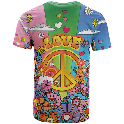 Hippie Peace Love T-Shirt Colorful Style Graphic Tee