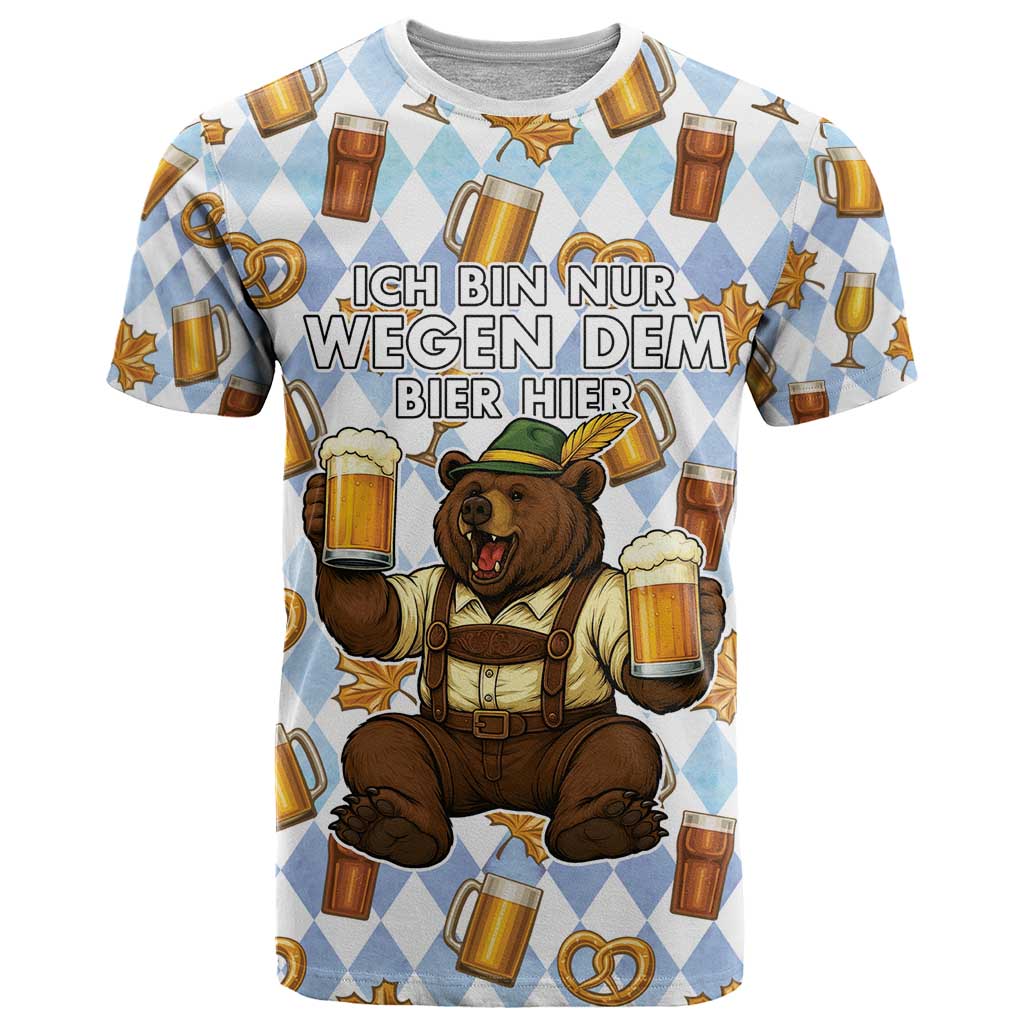Funny Beer Oktoberfest T-Shirt Ich Bin Nur Wegen Dem Bier Hier Graphic Tee