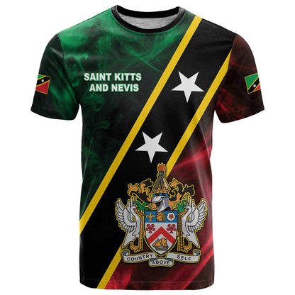 Personalized Saint Kitts and Nevis T-Shirt Flag Style With Stars Graphic Tee