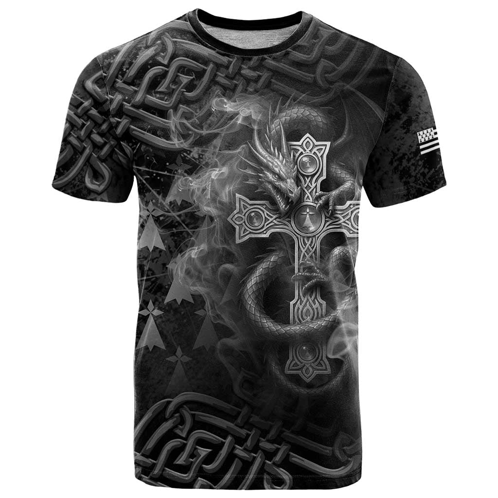 Brittany Celtic Cross T-Shirt Fantasy Celtic Dragon Graphic Tee